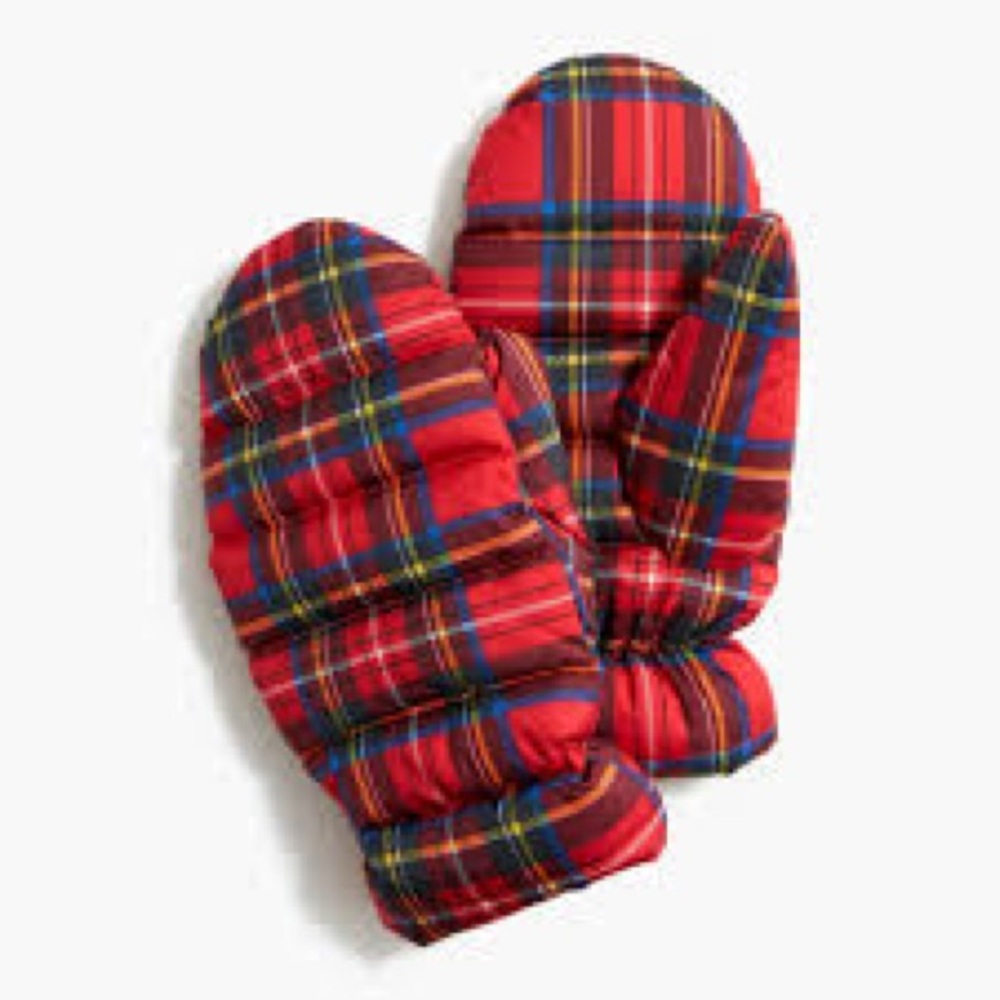 NWT Jcrew Tartan Plaid Red Mittens Gloves Women’s One Size